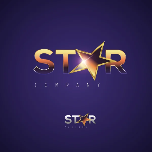 Plantilla de logotipo de estrella metálica — Vector de stock