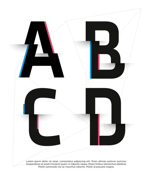 Набор абстрактных сломанных букв шрифта — стоковый вектор