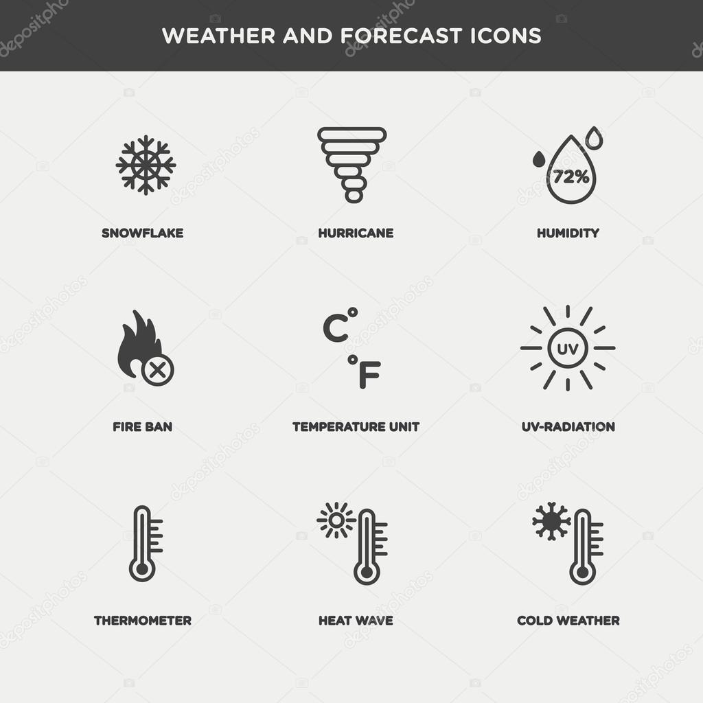 weather and forecast icons set