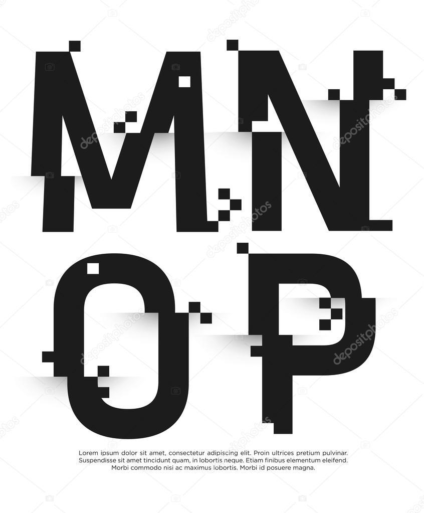 set of abstract broken font letters
