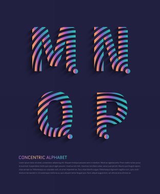 alfabe harfleri ile eş merkezli tasarım ayarla