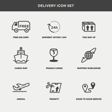 logistic and delivery icons set clipart