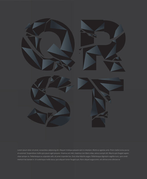 Typographic broken alphabet letters