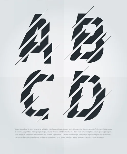 Letras tipográficas rotas del alfabeto — Archivo Imágenes Vectoriales