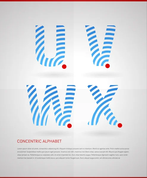 Алфавітні літери набір з концентричним дизайном — стоковий вектор