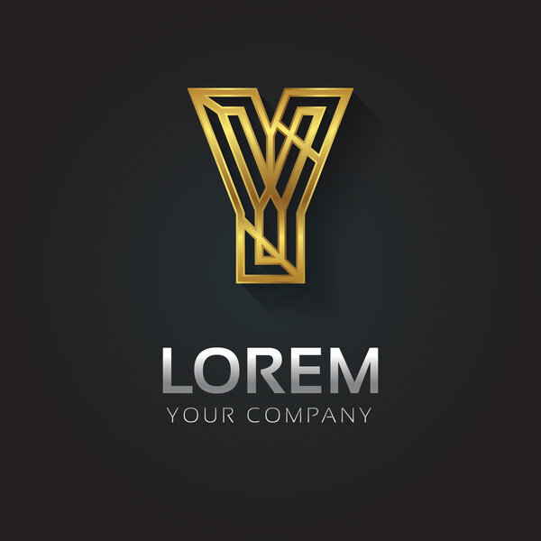 Elegant golden alphabet letter