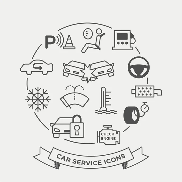 Car service and assistance icons — Stock Vector