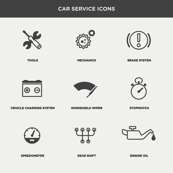Servizio auto e icone di assistenza — Vettoriale Stock