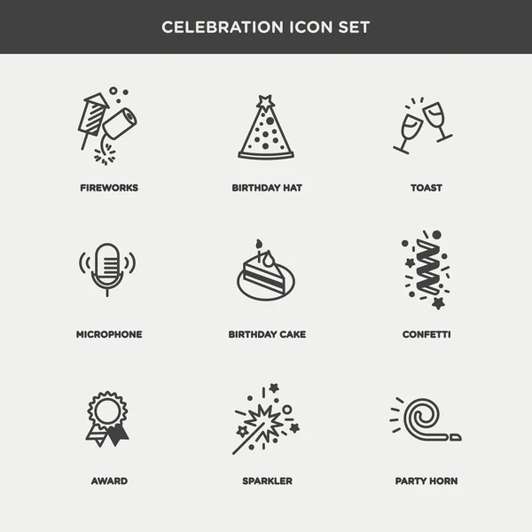 Holiday and celebration icons set — Stock Vector