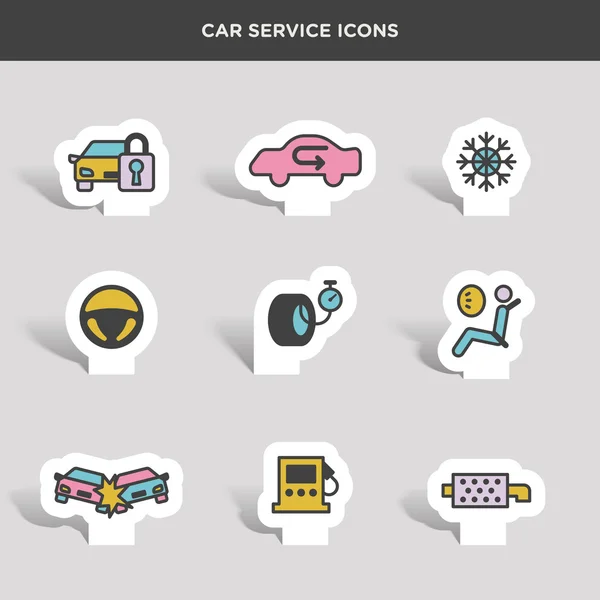 Serviço de carro e ícones de assistência —  Vetores de Stock