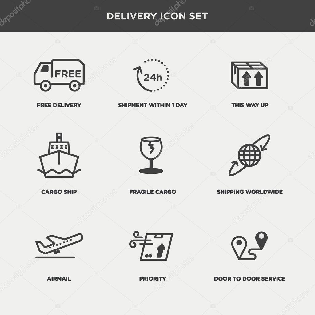 logistic and delivery icons set