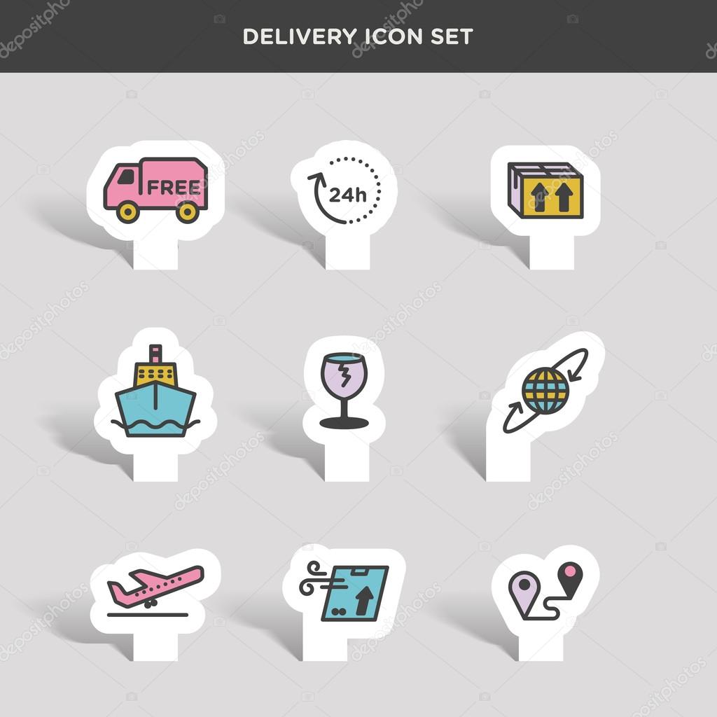 logistic and delivery icons set
