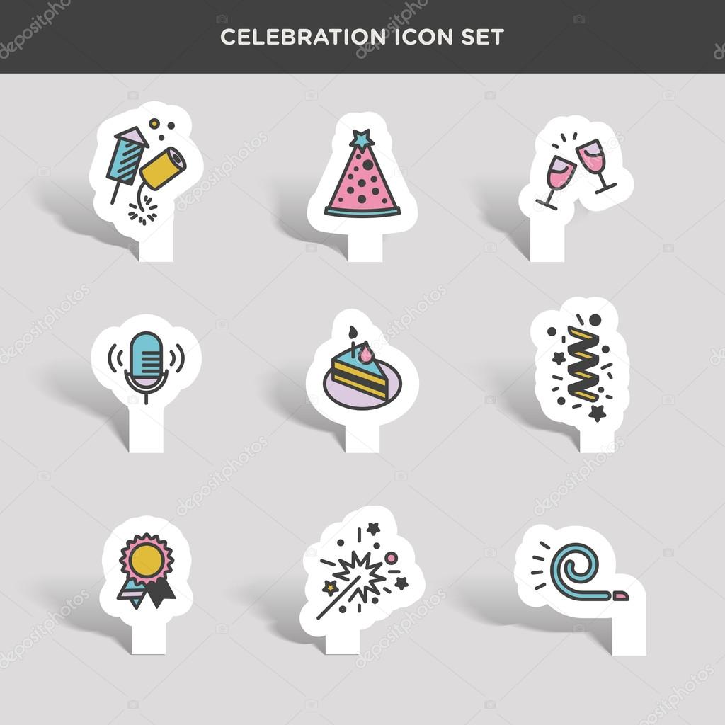 holiday and celebration icons set