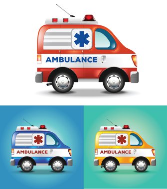 Vektör grafik illüstrasyon ambulans araba mavi turuncu sarı