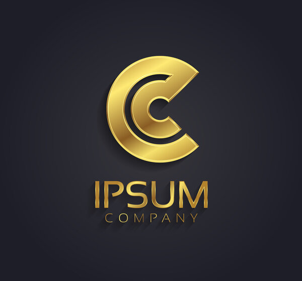 Beautiful vector graphic gold alphabet letter C symbol