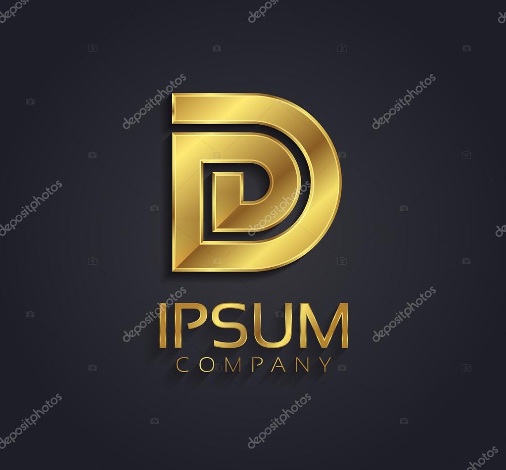 Golden metallic themed shining metallic 3D symbol capital letter D - uppercase isolated on black