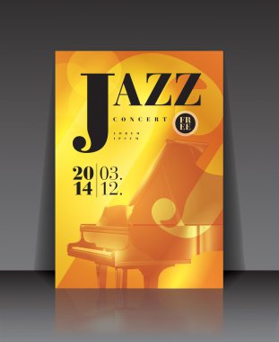 Grafik illüstrasyon Caz Konseri poster piyano ile