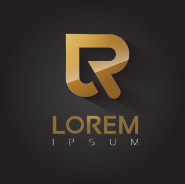 Vektör grafik altın R harfi sembolü örnek metin ile şirketiniz için