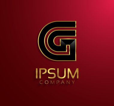 Güzel vektör grafik siyah alfabesi ile altın RIM G harfi sembolü