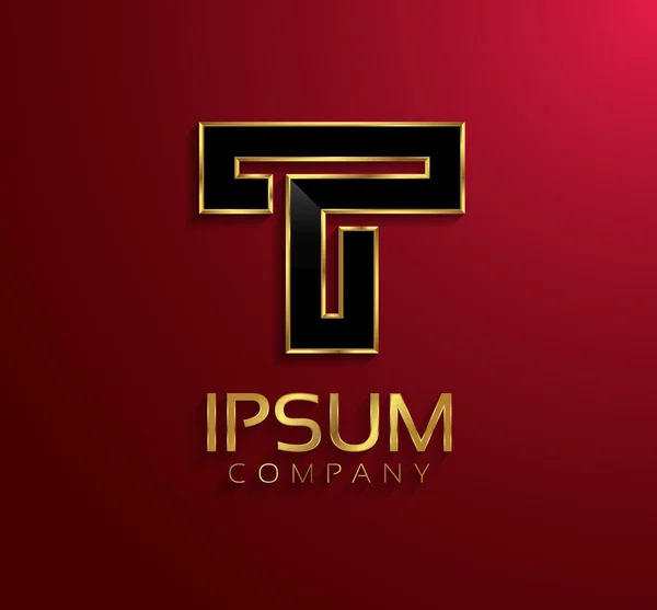 Güzel vektör grafik siyah alfabesi ile altın RIM T harfi sembolü