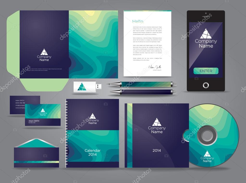 Vector graphic business card template with wavy design for your company