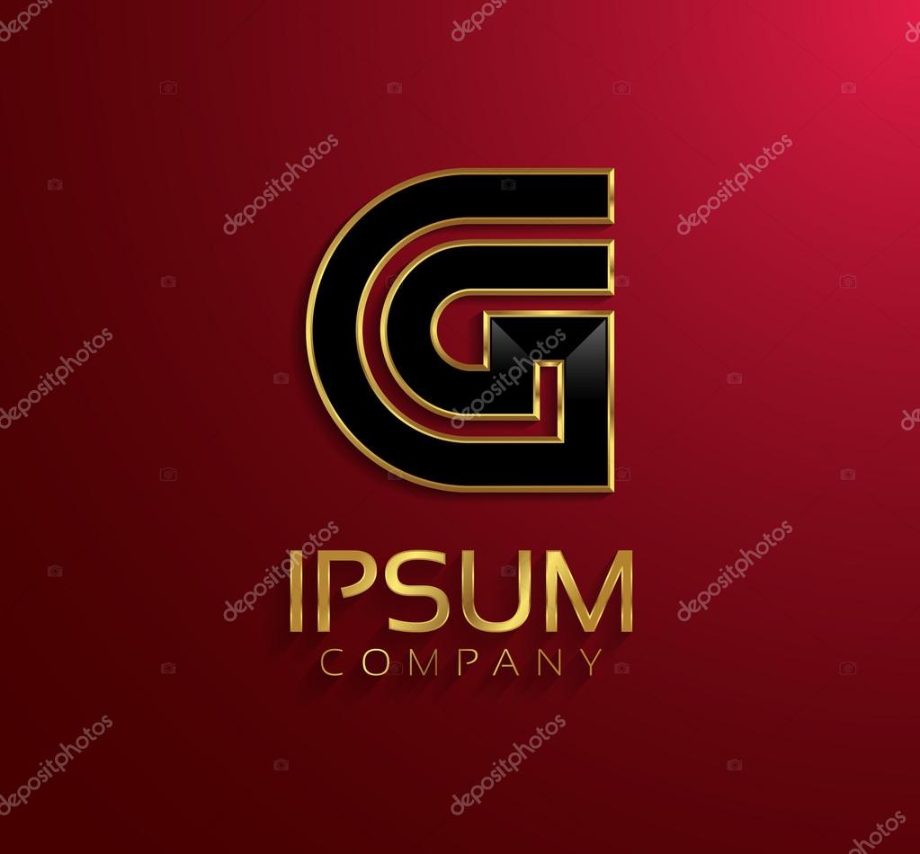 Shiny golden themed metallic 3D symbol capital letter G - uppercase isolated on claret