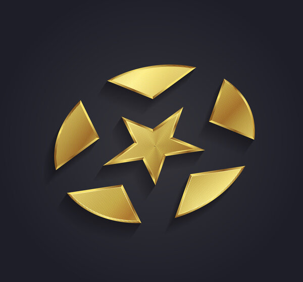 Vector graphic gold star shaped symbol with sample text