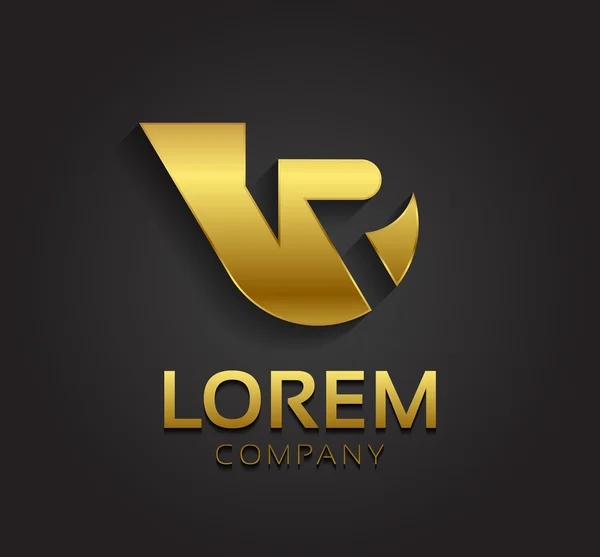 Graphic golden R letter symbol — Stock Vector