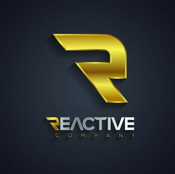Graphic golden and silver R letter symbol Royalty Free Stock Vectors