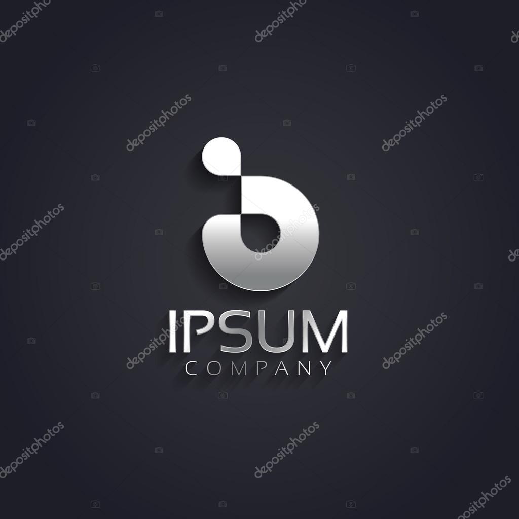 Vector graphic silver B letter symbol with sample text
