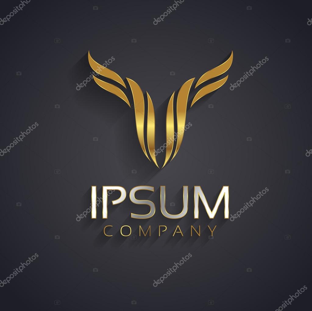 Shiny golden vector graphic element for business with a wing shape