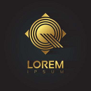 Altın çizgili harf Q