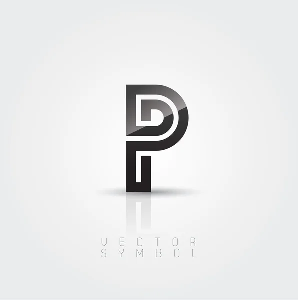 Graphic creative line letter P — Stock Vector