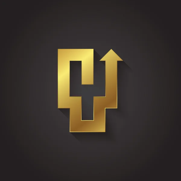 Grafische gouden pijl letter Y — Stockvector