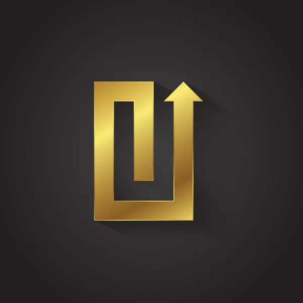 Grafiska guld pilen bokstaven U — Stock vektor