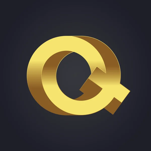Graphic gold letter Q — Stock Vector