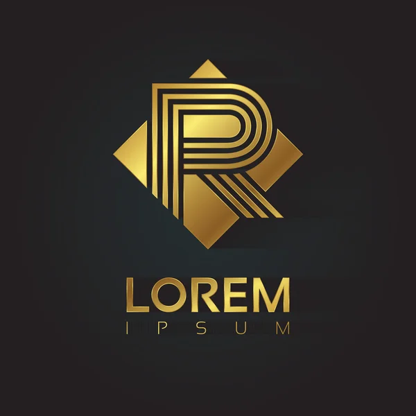 Golden striped letter R Royalty Free Stock Illustrations