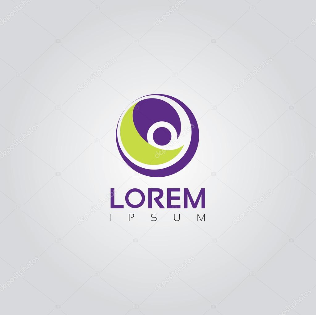 Vector graphic abstract circle purple and green symbol with sample text