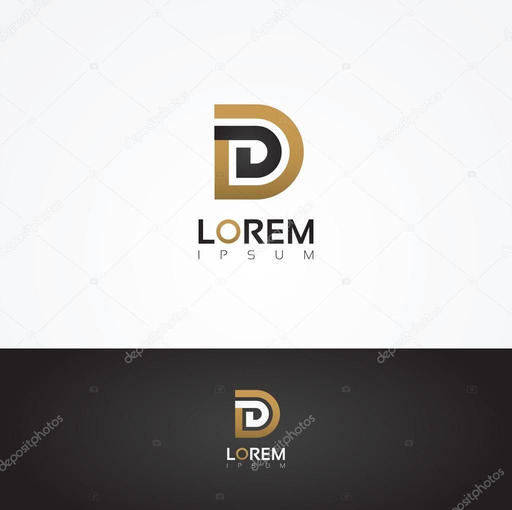 Elegant vector graphic gold alphabet symbol, letter  D