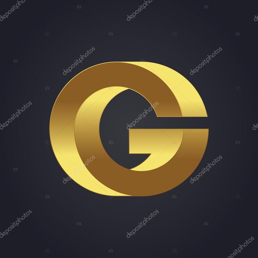 Vector graphic gold alphabet, impossible letter symbol, letter G