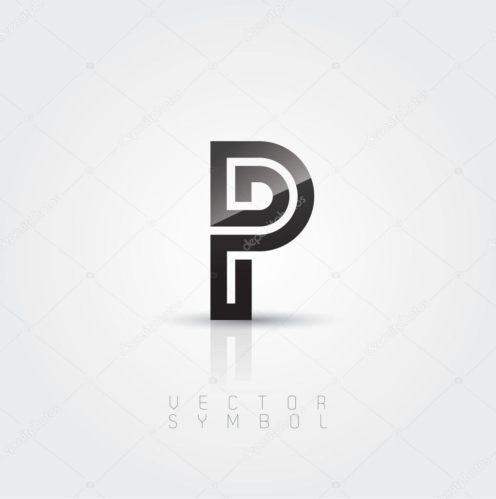 Vector graphic elegant and creative line alphabet. Letter P