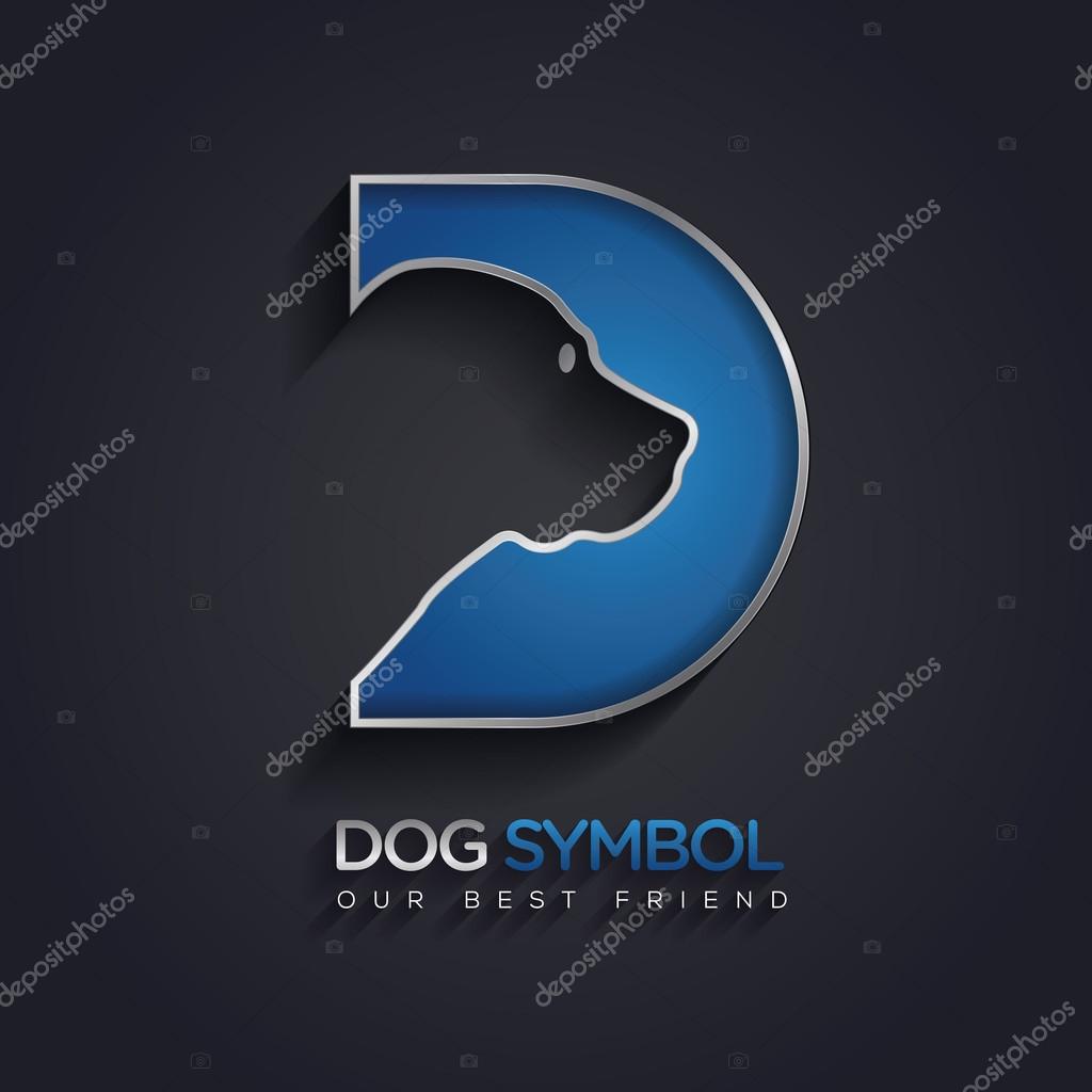 Simple and clever vector graphic Dog and D letter symbol with sample text