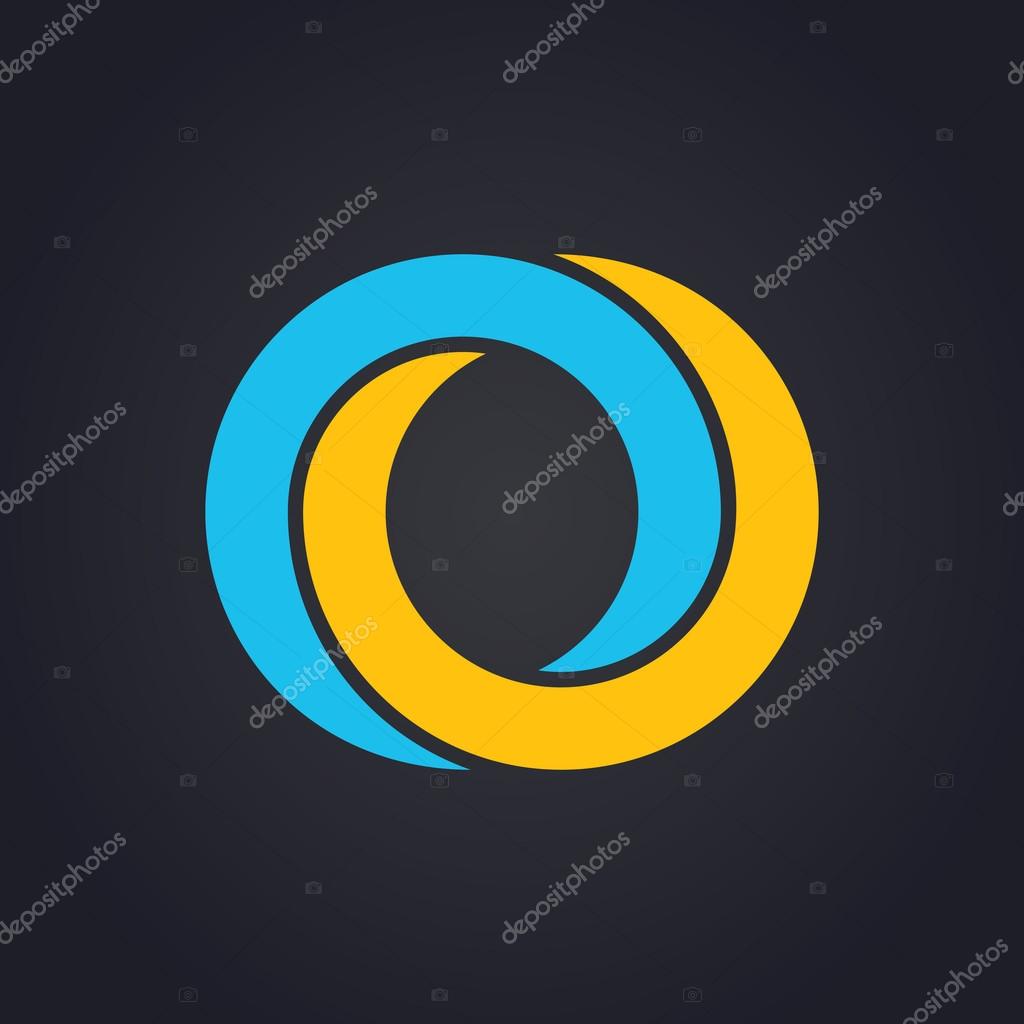 Vector graphic elegant impossible alphabet symbol in two colors. Letter O