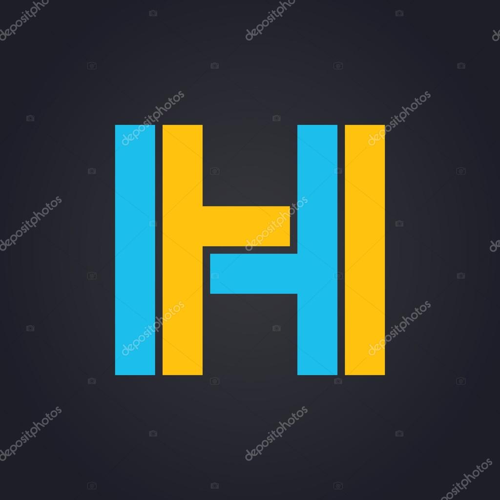 Vector graphic elegant impossible alphabet symbol in two colors. Letter H