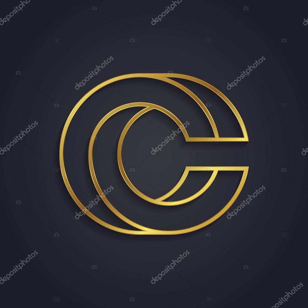 Vector graphic gold alphabet impossible letter symbol, letter C