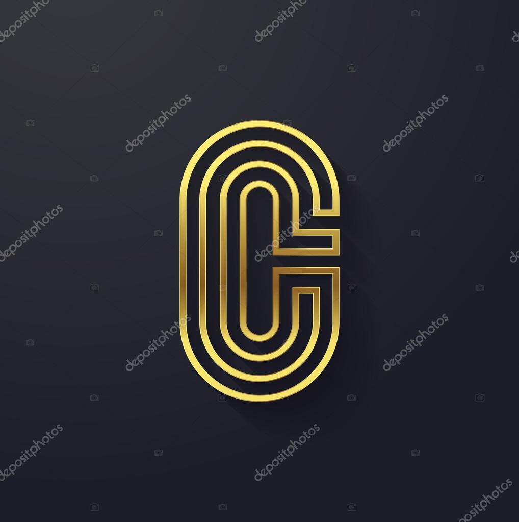 Vector graphic creative line alphabet symbol. Letter C