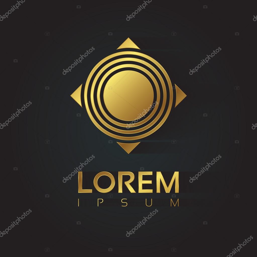 Vector graphic golden square alphabet symbol with striped letter. Letter O