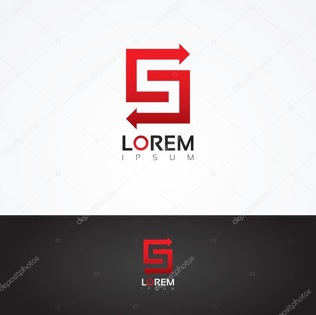 Vector graphic arrow themed alphabet symbol for your company. Letter S