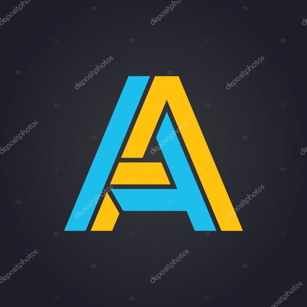 Vector graphic elegant impossible alphabet symbol in two colors. Letter A