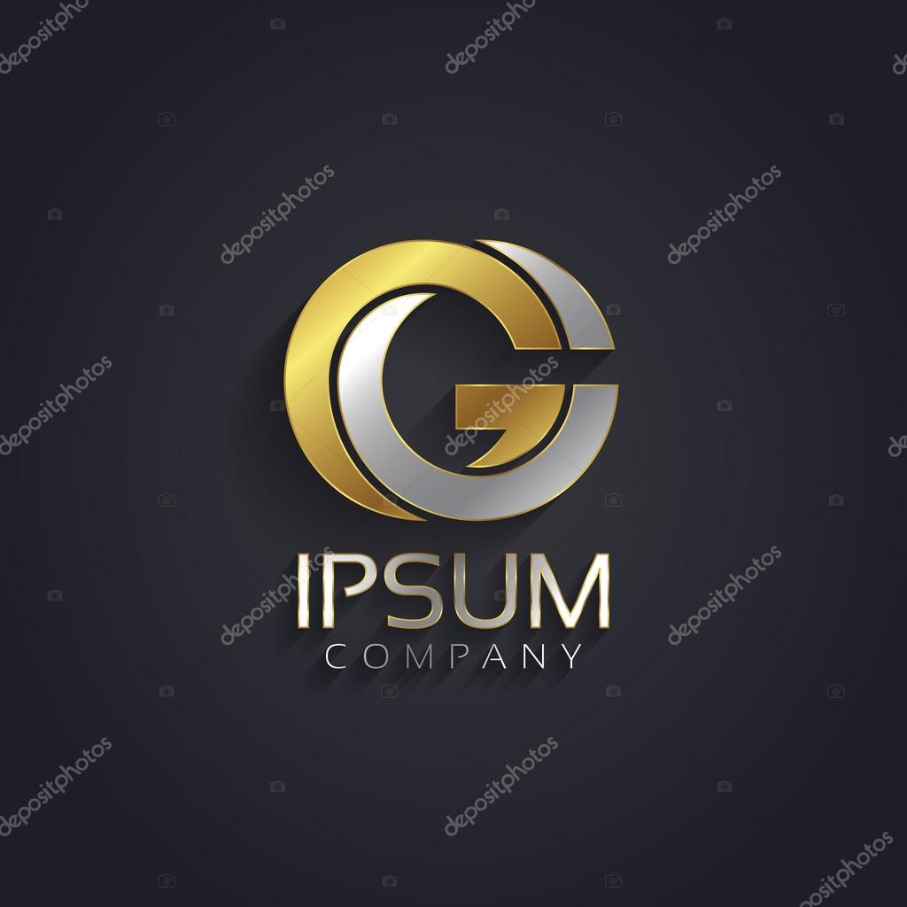 Vector graphic elegant silver and gold impossible font, symbol, alphabet, letter G
